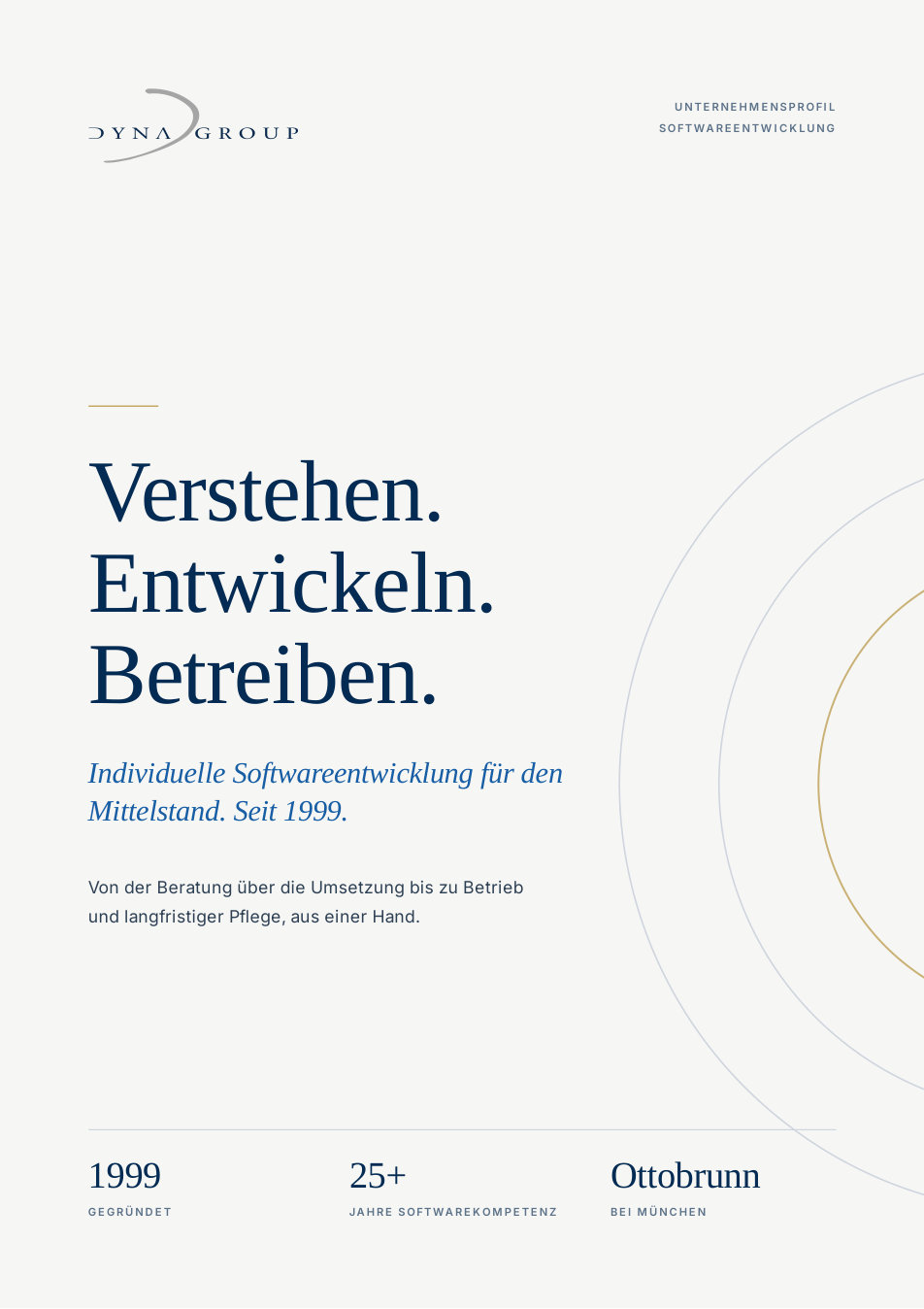 Deckblatt des Unternehmensprofils Softwareentwicklung der DynaGroup I.T. GmbH